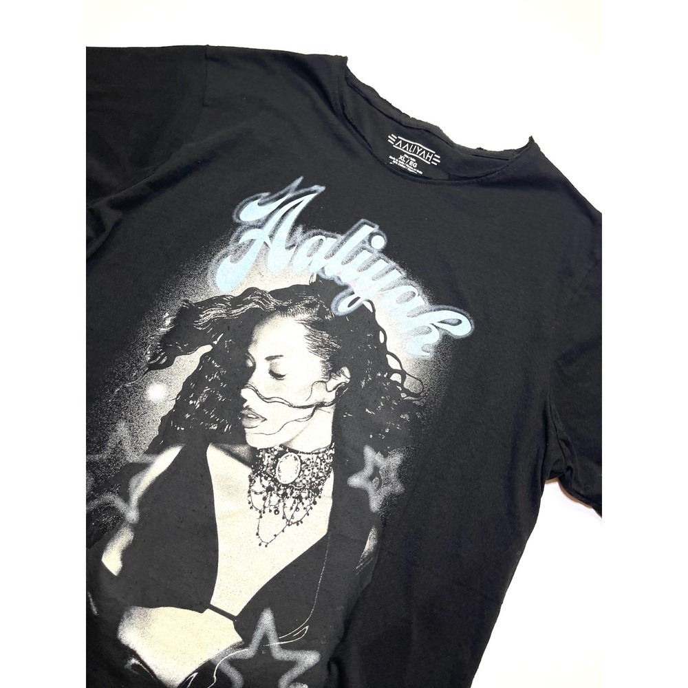 Aaliyah Graphic Tee Black Retro Relaxed Fit R&B Superstar Y2K Shirt XL 0305
